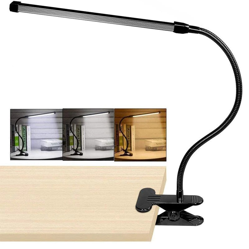 Black clamp bedside lamp