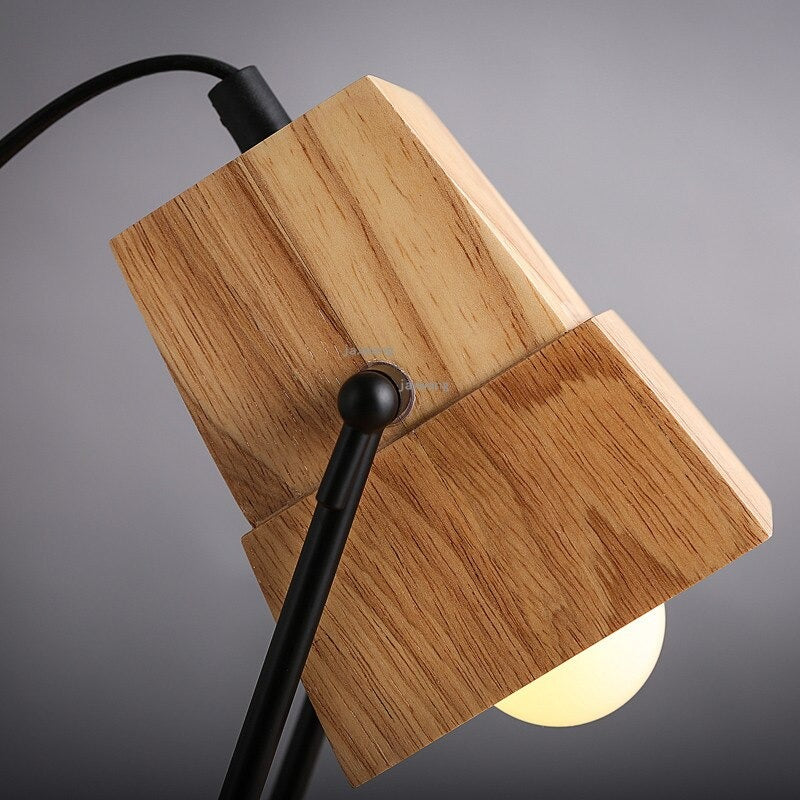 Adjustable wooden bedside lamp