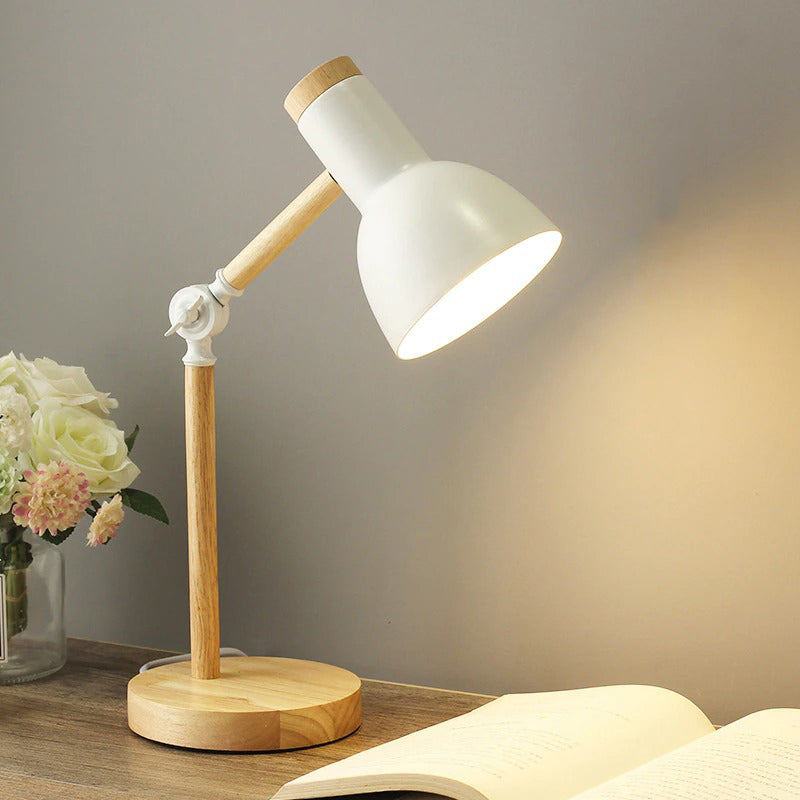 Wooden articulated bedside lamp