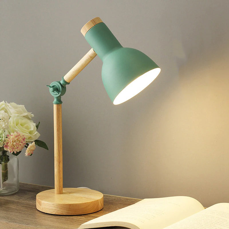 Wooden articulated bedside lamp