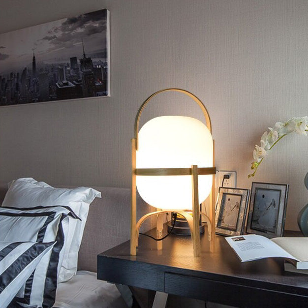 Japanese wooden bedside lamp