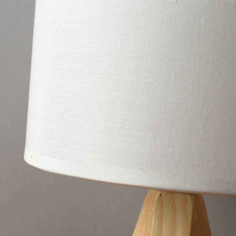 Scandinavian wooden tripod bedside lamp