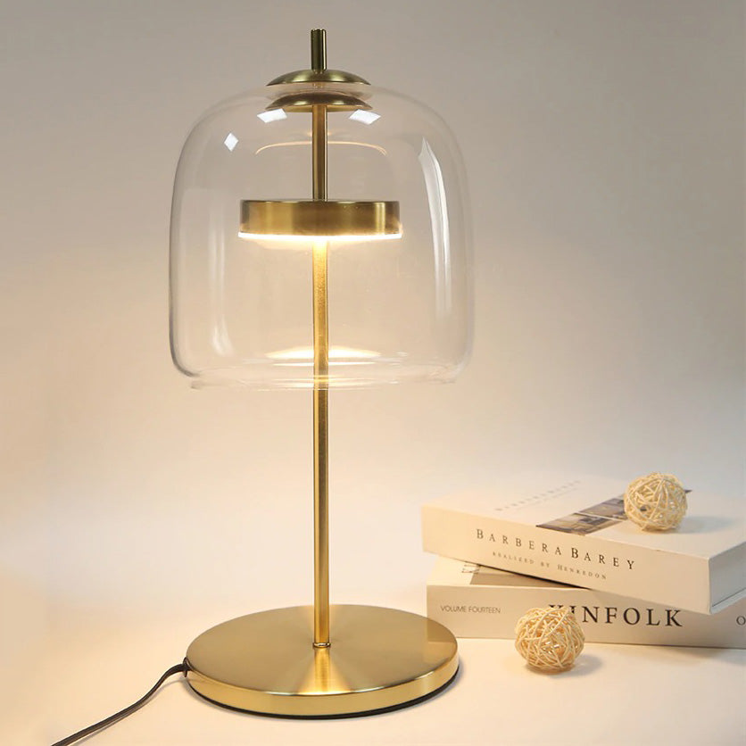 Design bedside lamp with glass shade