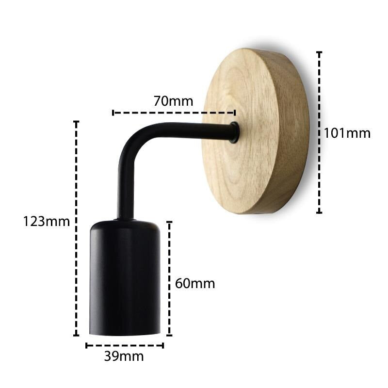 Black/white and wooden wall bedside lamp