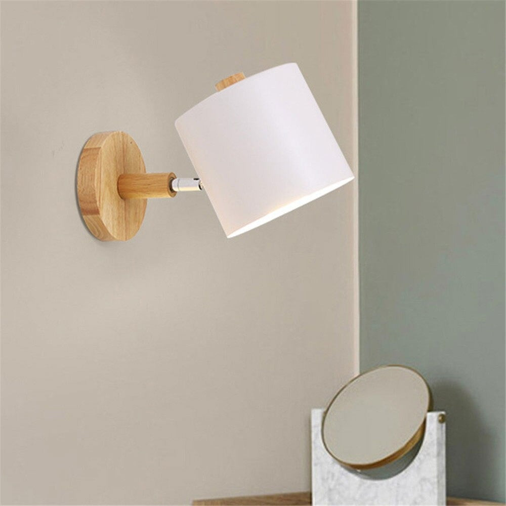 Scandinavian style wooden wall bedside lamp