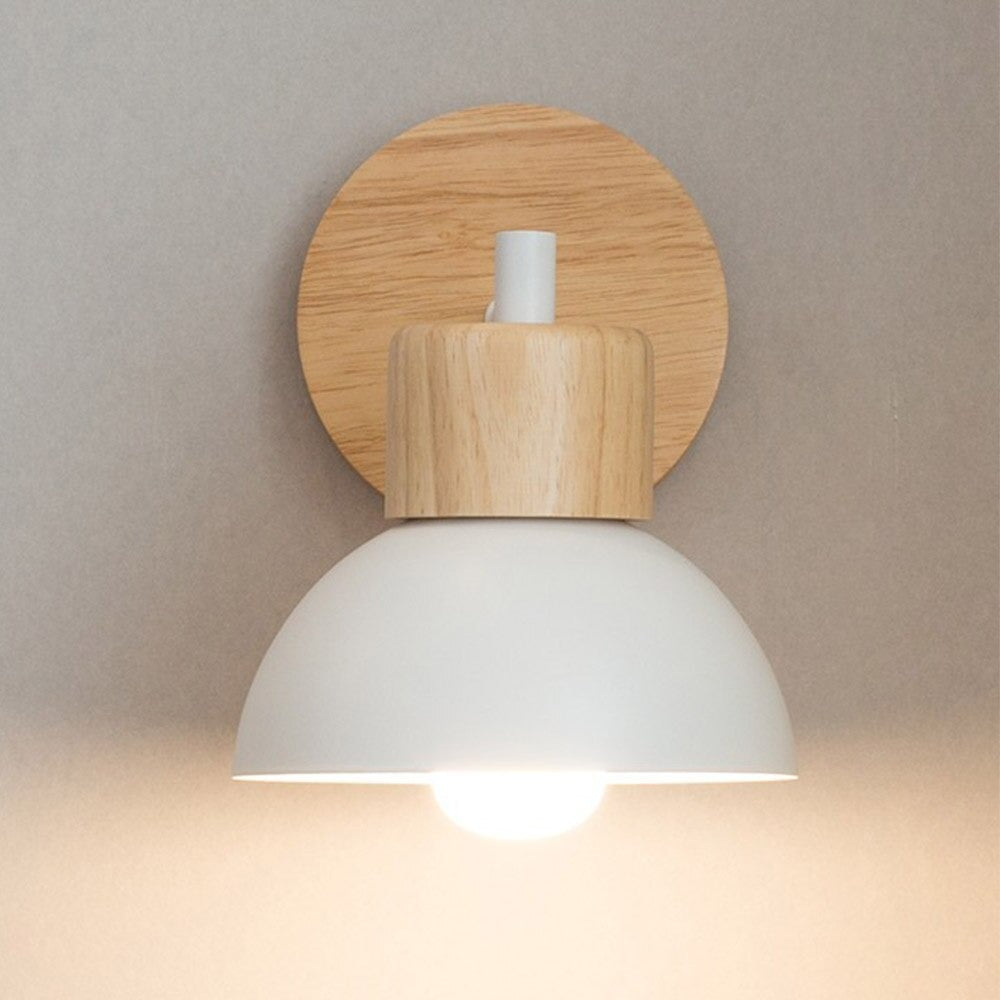 Retro wooden wall bedside lamp