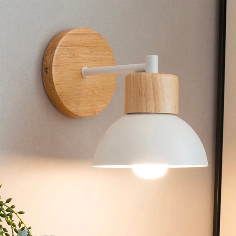 Retro wooden wall bedside lamp