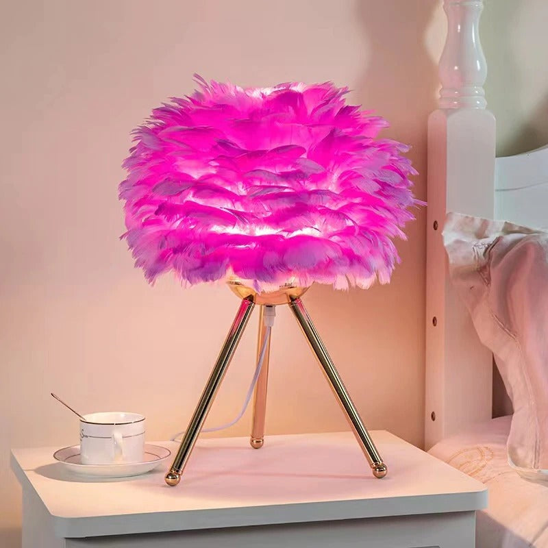 Swan feather bedside lamp