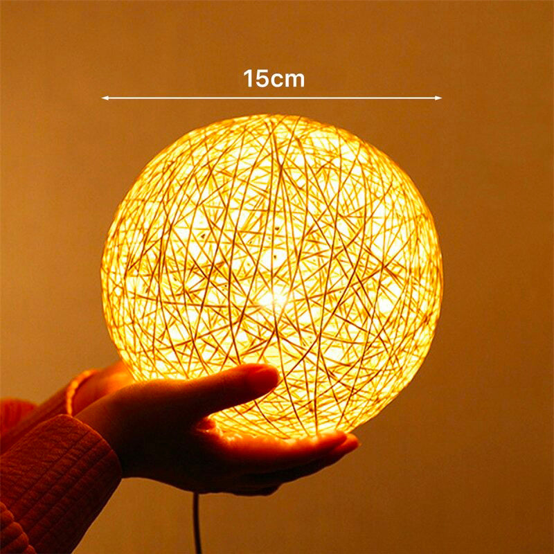 Rattan moon bedside lamp