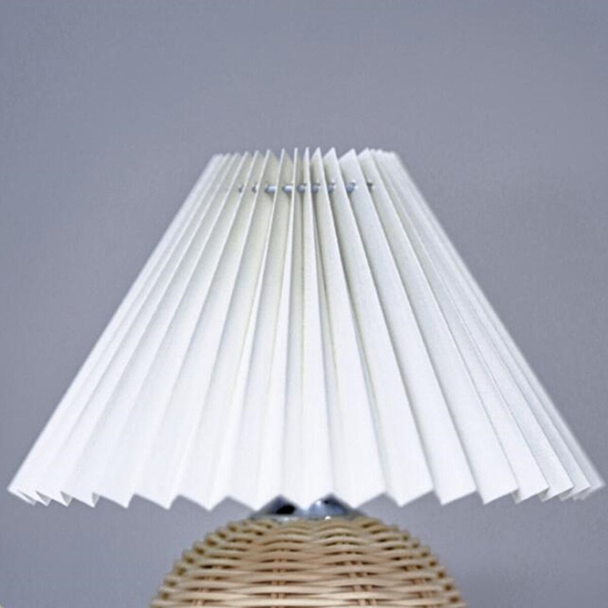 Pleated rattan bedside lamp