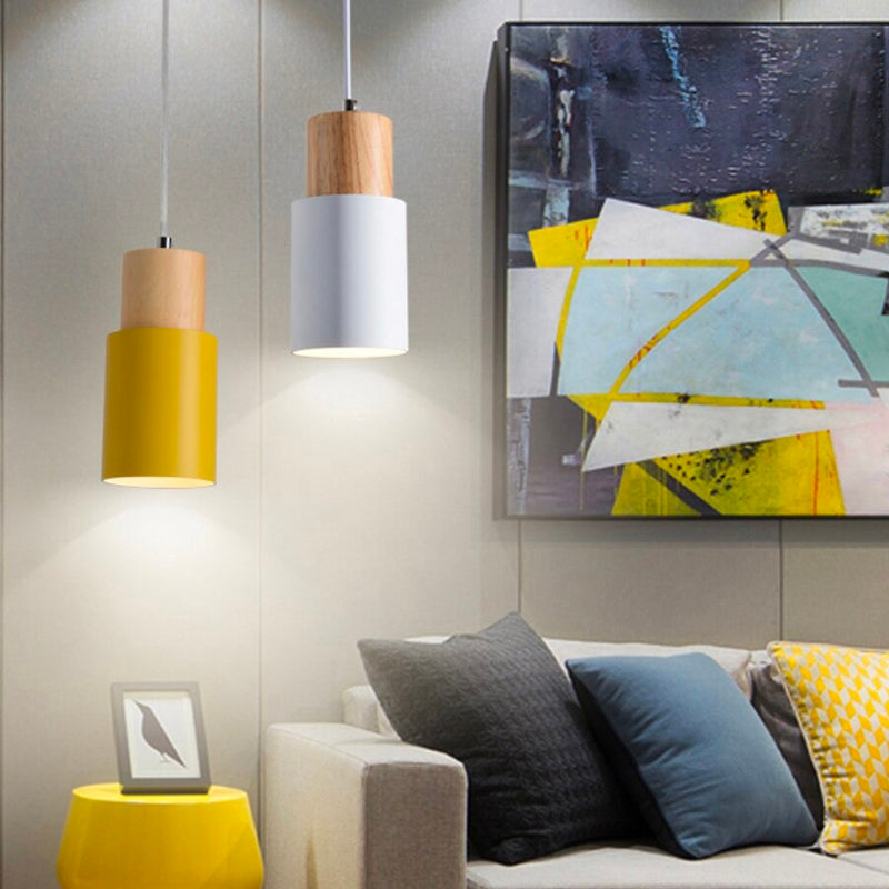 Wooden hanging bedside lamp