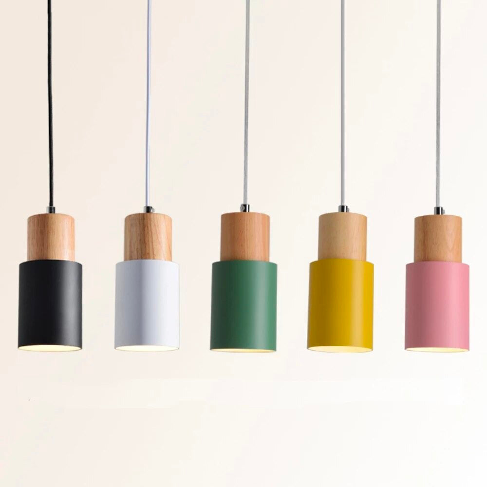 Wooden hanging bedside lamp