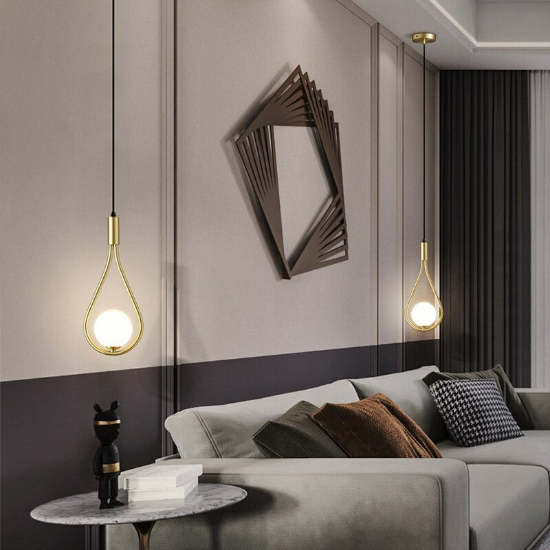 Brass hanging bedside lamp