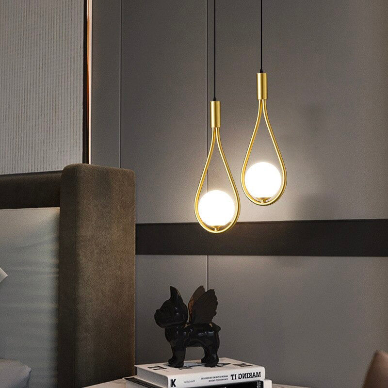 Brass hanging bedside lamp