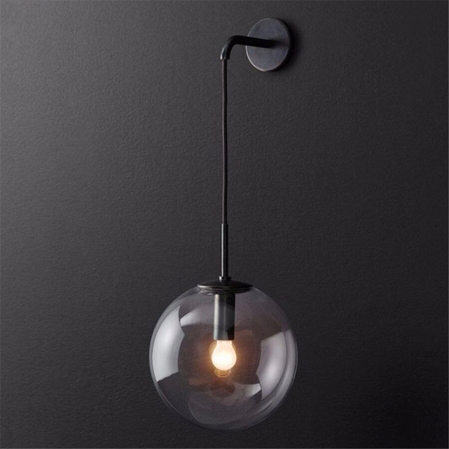 Glass hanging wall bedside lamp