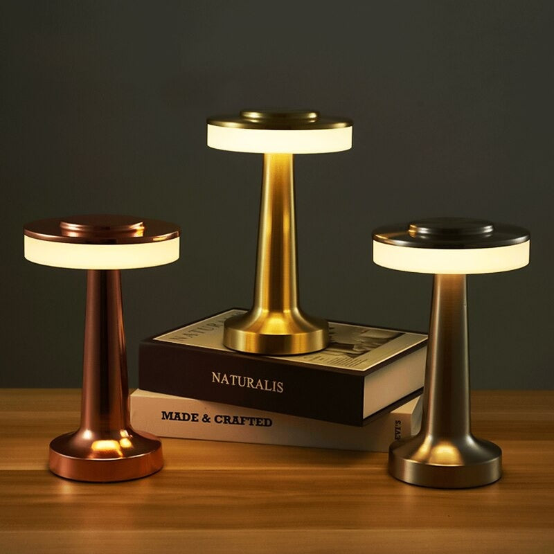 Saucer touch-sensitive LED bedside lamp
