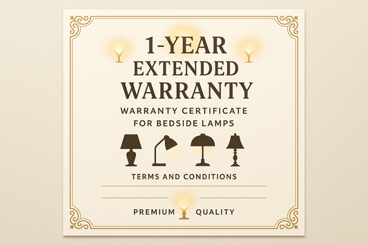 1-year extended warranty certificate for bedside lamps on a beige background