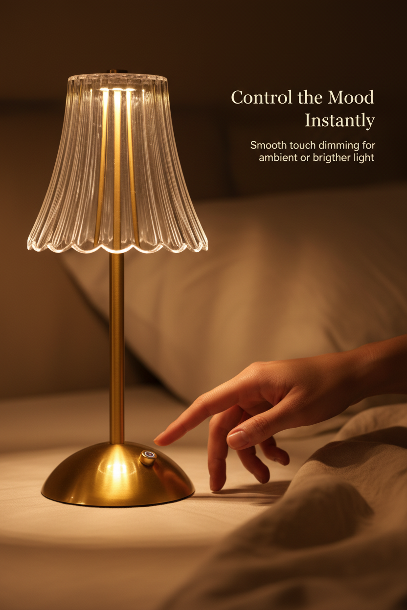 Art Deco Brass Bedside Lamp