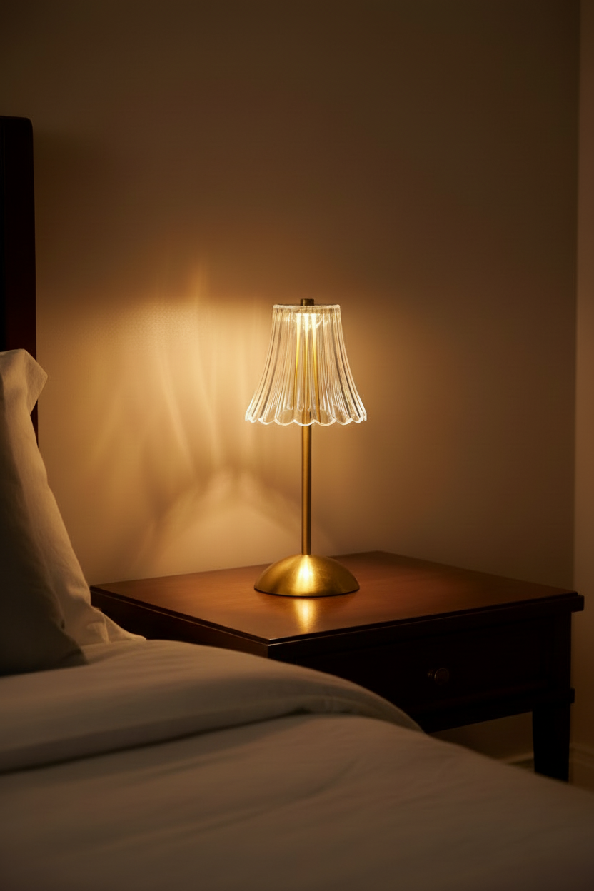 Art Deco Brass Bedside Lamp