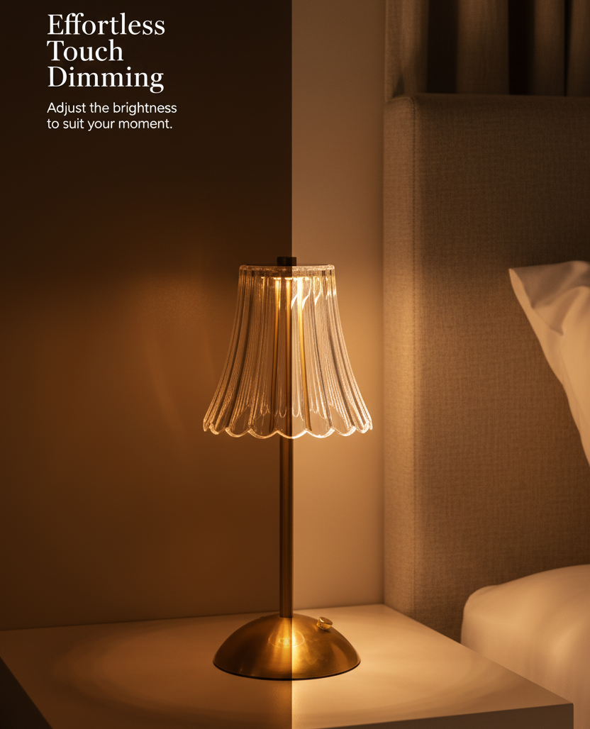 Art Deco Brass Bedside Lamp