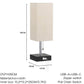 Table lamp with dimensions and specifications on a white background