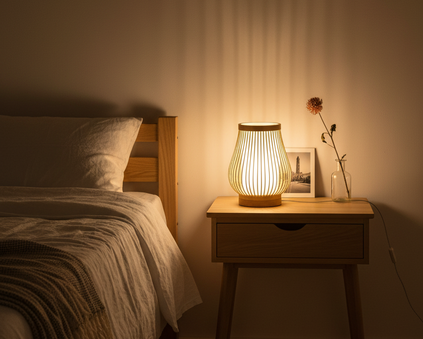 Bamboo lantern bedside lamp