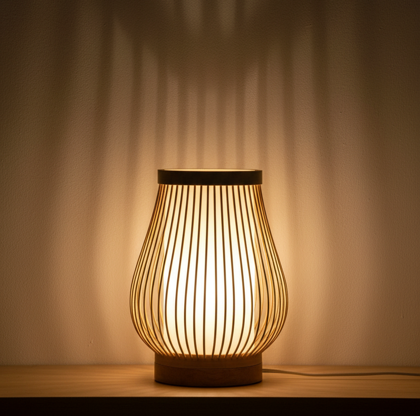 Bamboo lantern bedside lamp