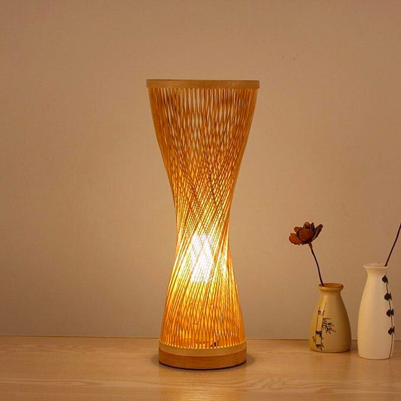 Knitted bamboo bedside lamp