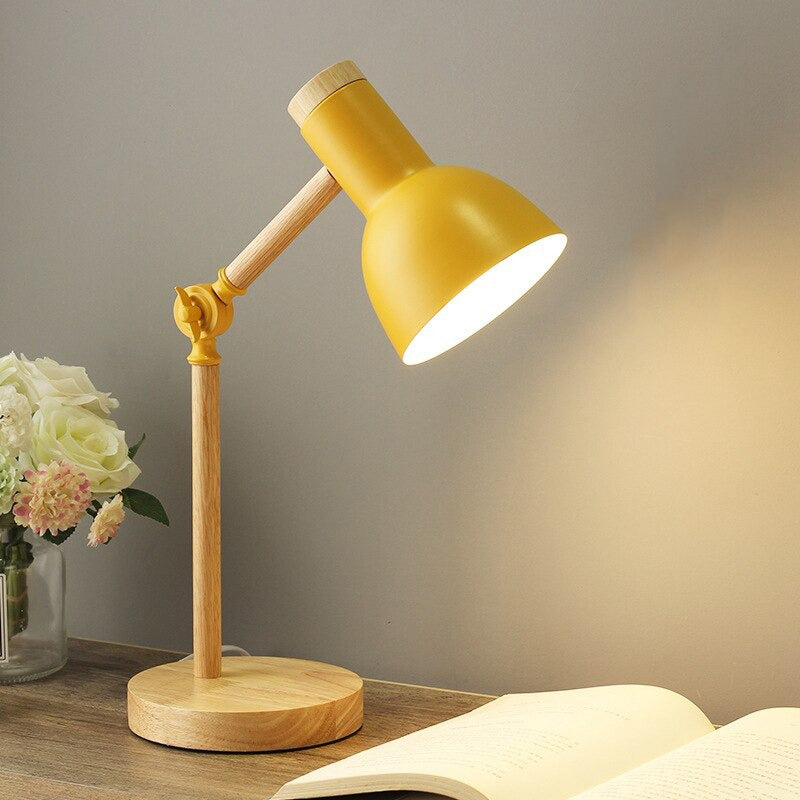 Wooden articulated bedside lamp