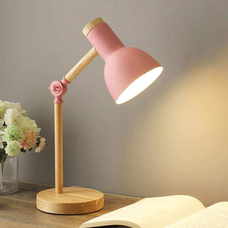 Wooden articulated bedside lamp