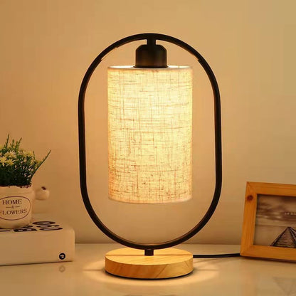Industrial style wooden bedside lamp