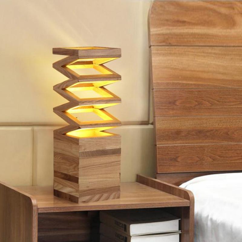 Wooden bedside lamp