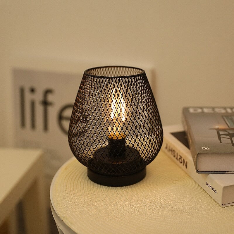 Cage industrial bedside lamp