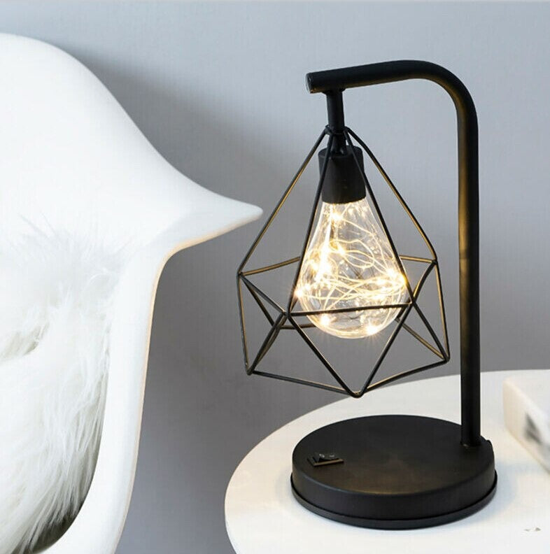 Cordless industrial bedside lamp