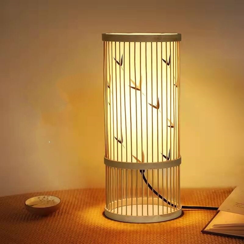 Japanese bamboo zen bedside lamp