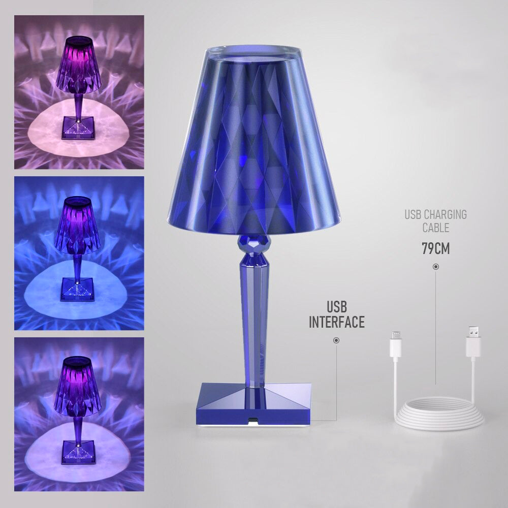 Diamond-shaped LED bedside lamp