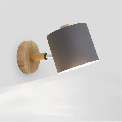 Scandinavian style wooden wall bedside lamp
