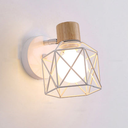 Cage industrial wall bedside lamp