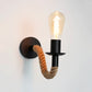 Industrial wall bedside lamp with rope