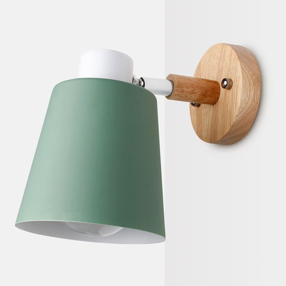 Wooden modern wall bedside lamp