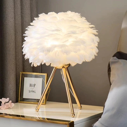 Swan feather bedside lamp