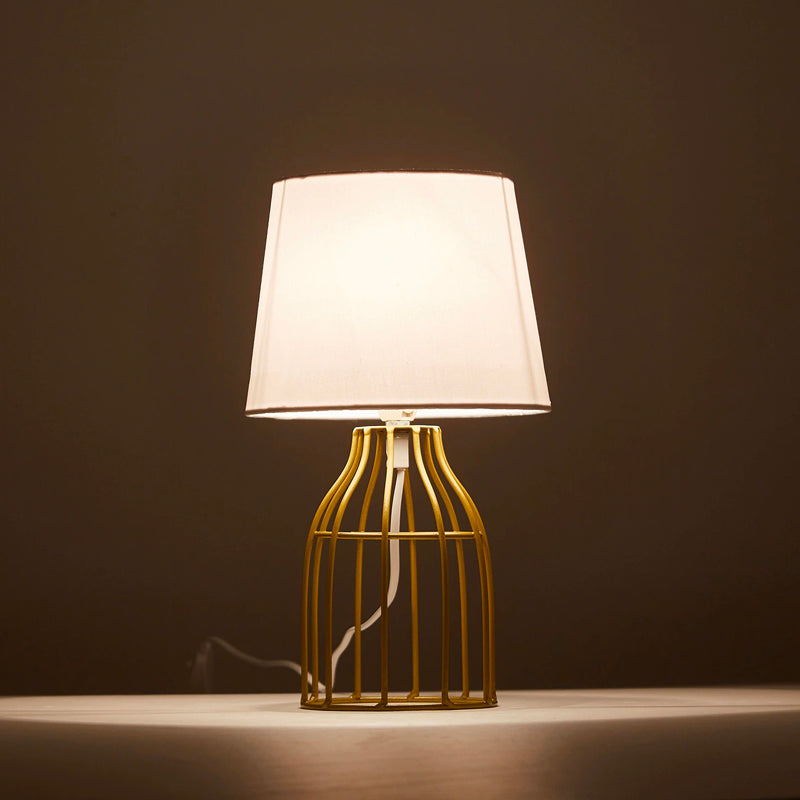 Gold/white retro metal bedside lamp