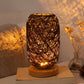 Rattan and wooden bedside lamp