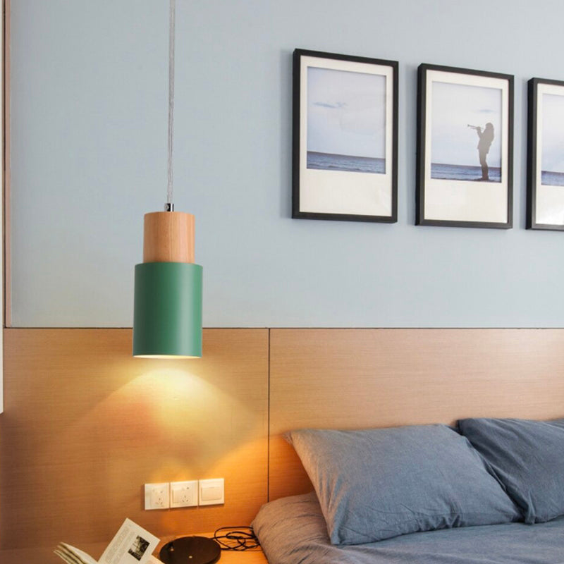 Wooden hanging bedside lamp