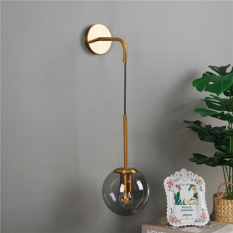Glass hanging wall bedside lamp