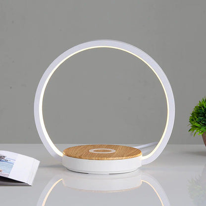Touch-sensitive bedside lamp with wireless charger