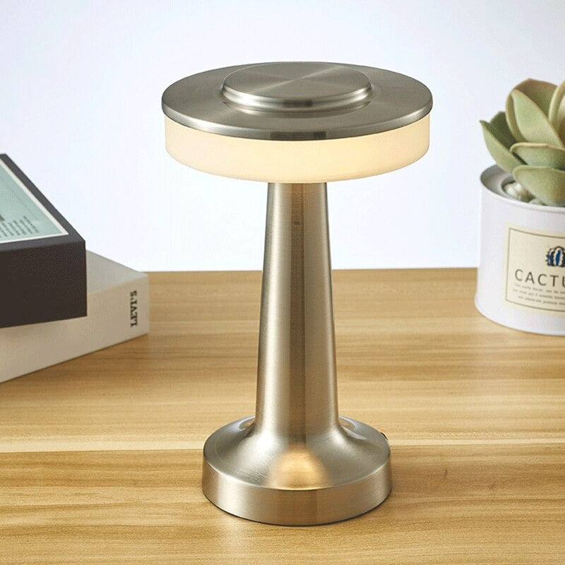 Saucer touch-sensitive LED bedside lamp