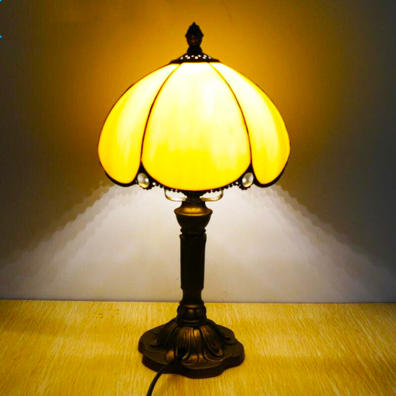 Yellow Tiffany vintage bedside lamp